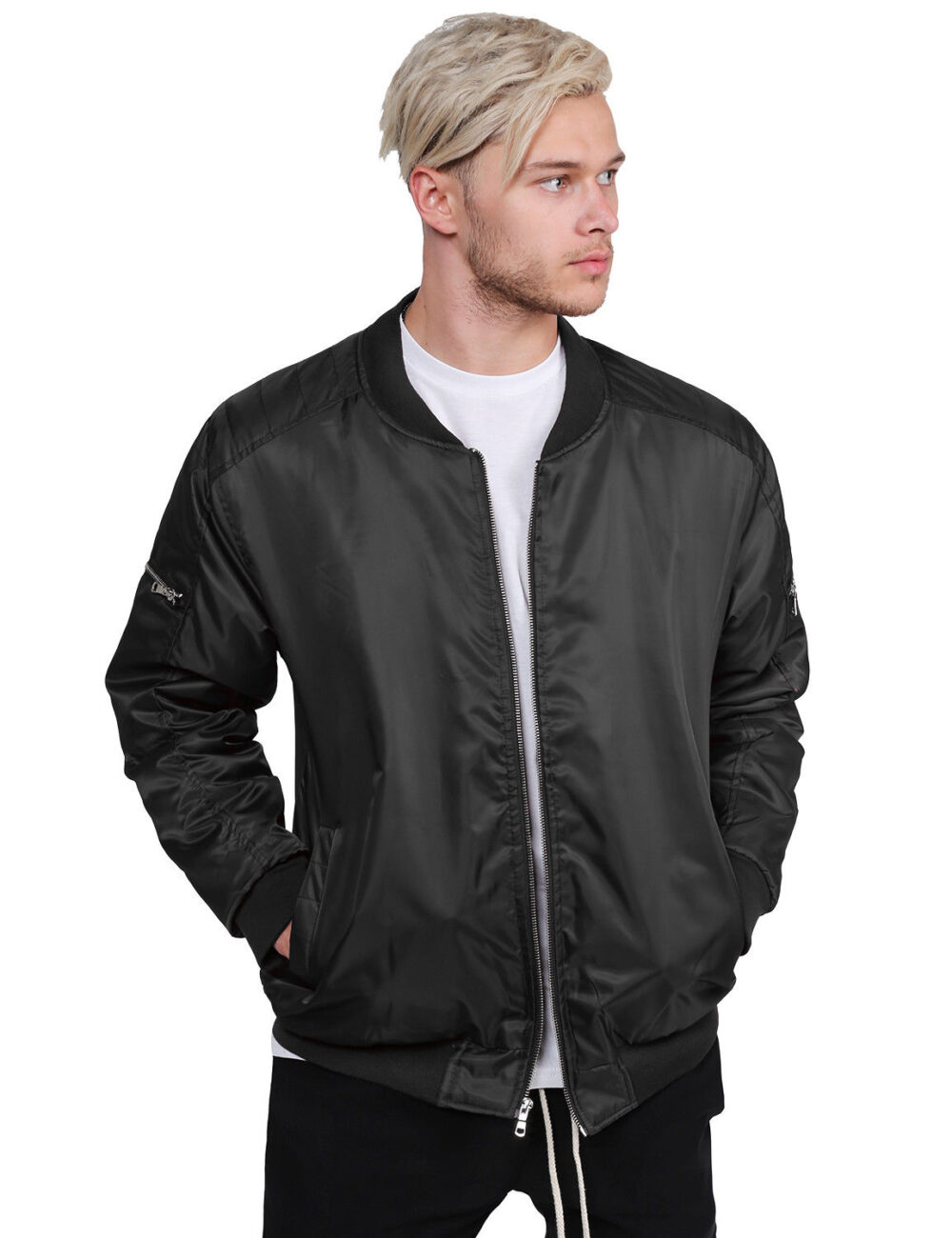 Men’s Classic Basic Style Zip up Bomber Jacket With Zipper