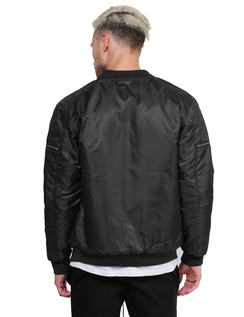 Men's Classic Basic Style Zip up Bomber Jacket With Zipper - Image 4